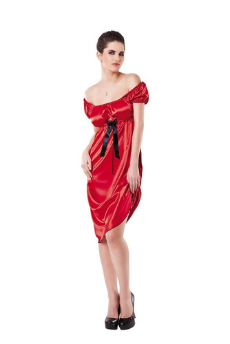 Anabel Halka satynowa Plus Size damska DKaren - czerwona