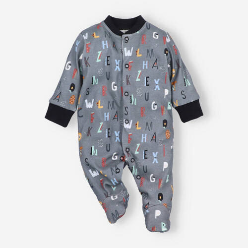 Pajacyk z bawełny organicznej Alfabet Nini czarny