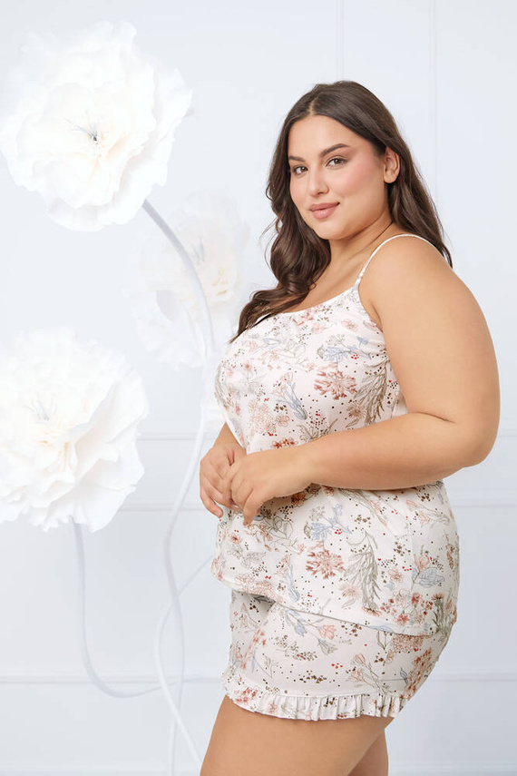 Piżama Damska wąskie ramiączko, spodenki Solita Italian Fashion - druk