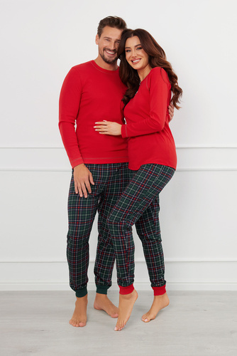 Piżama Damska długi rękaw, długie spodnie Foggia Italian Fashion - czerwony/druk 