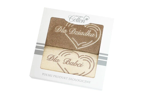 Komplet ręczników w pudełku Dla Babci i Dziadka Extrapościel kremowy/beżowy