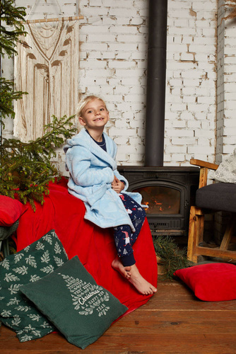 Szlafrok z kapturem Misti Italian Fashion - niebieski