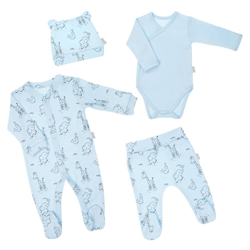 4800 11 Animals Komplet wyprawkowy 4-częściowy nadruk Nicol - niebieski