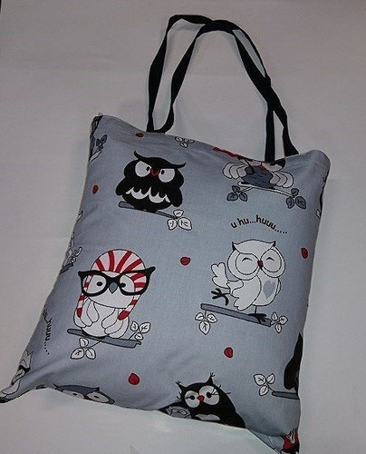 Torba bawełniana na zakupy Kwiatki wzór serwetki szary