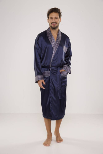 940 Satyna szlafrok męski Forex - granat