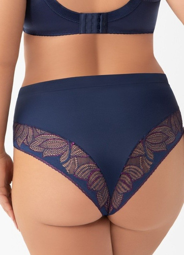 Gorsenia Astrid K 971 – granatowe figi damskie z mikrofibry i koronki