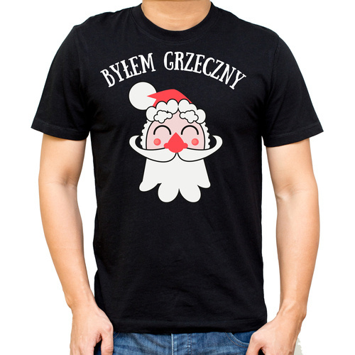 Koszulka męska świateczna "Byłem grzeczny" Moocha czarny