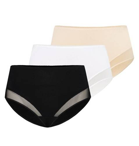 Figi z wysokim stanem 3-Pak 1123-3 Filly Teyli -  biały/czarny/beżowy