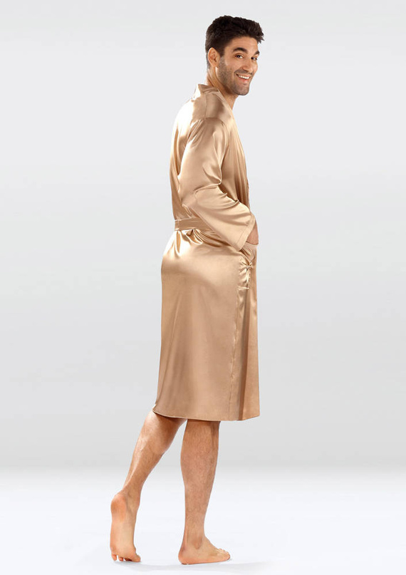 Szlafrok męski satynowy Christian Dkaren - jasny brąz