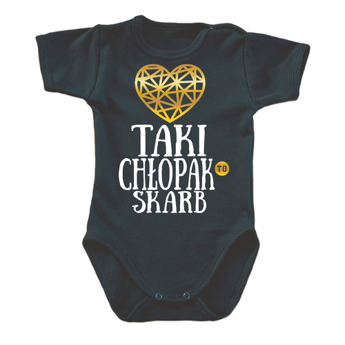 Body krótki rękaw "TAKI CHŁOPAK TO SKARB" Moocha czarny