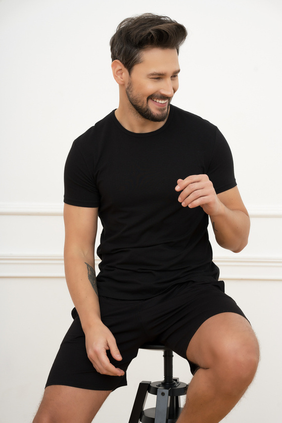 Koszulka męska, krótki rękaw Ikar Italian Fashion - czarny