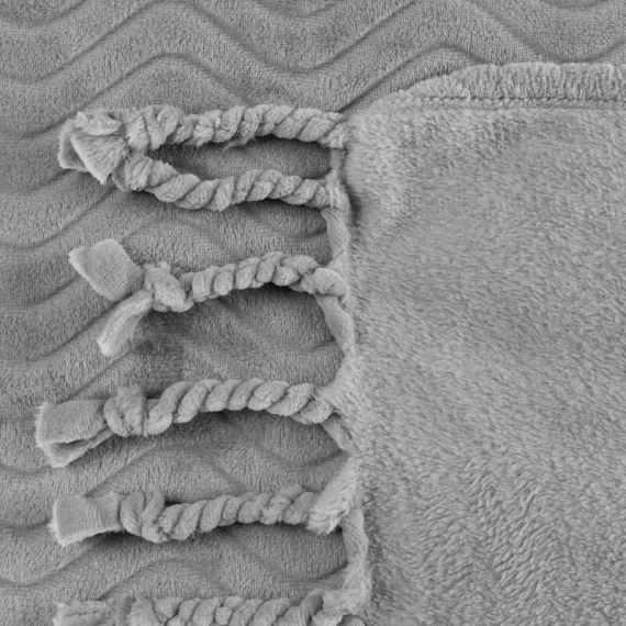 Koc narzuta z frędzlami Emma Eurofirany srebrny