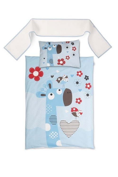 Pościel 3 częściowa z ochraniaczem "Happy" Matex kremowa hipopotamy słonie