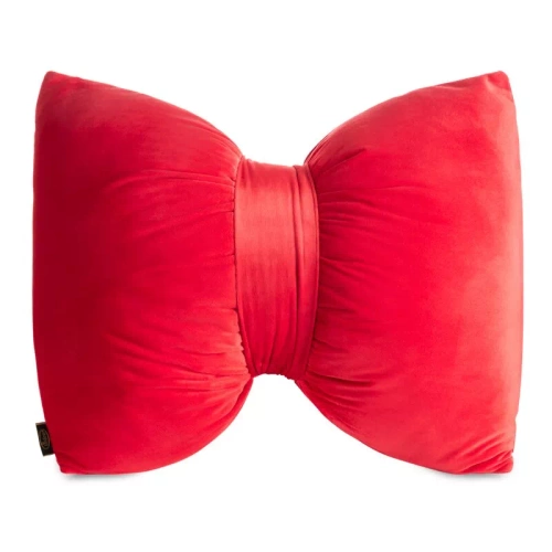 Eurofirany Poduszka świąteczna 45x55 czerwona – welwet, ozdobna kokarda