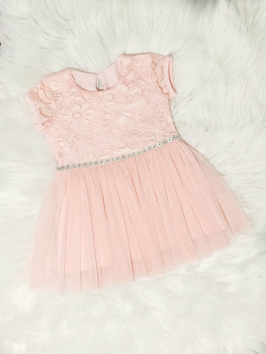 Sukienka dziewczęca Angel II Bamabrillo pudrowy róż 