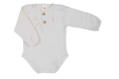 Body długi rękaw muślinowe "Bamboo Muslin Girl Milk" Makoma 