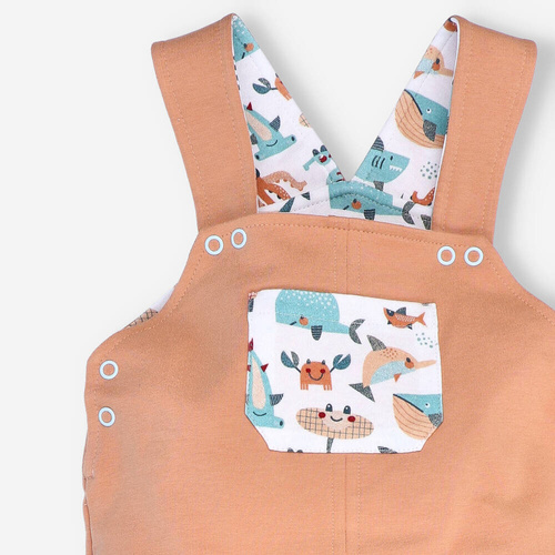 Spodnie ogrodniczki z bawełny organicznej Morskie Zwierzątka Nini pomarańczowy