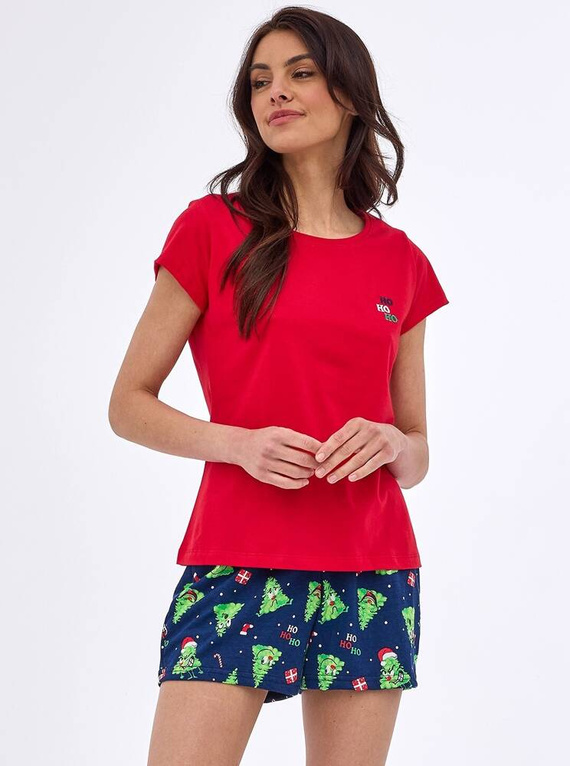 628/399 Ho Ho Piżama damska Cornette czerwony granatowy