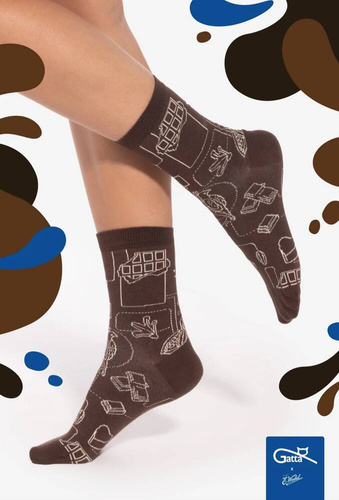 Skarpety unisex U04.WED Wedel Gatta - dark choco 04/12E