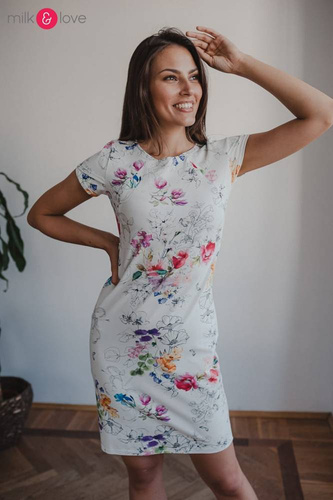 Milky dress sukienka do karmienia krótki rękaw Milk&Love kwiaty