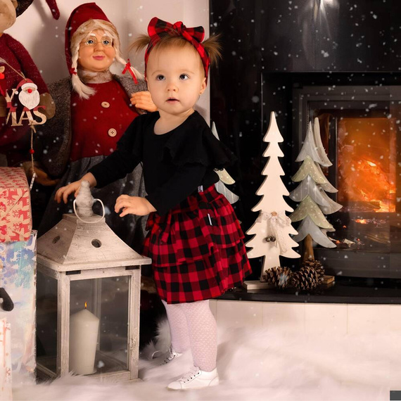 163578 Magia Świąt Spódniczka Nicol - kratka: czarny, czerwony