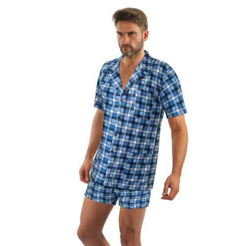 Bawełniana piżama męska, rozpinana 2182/10 Sesto Senso - granatowy