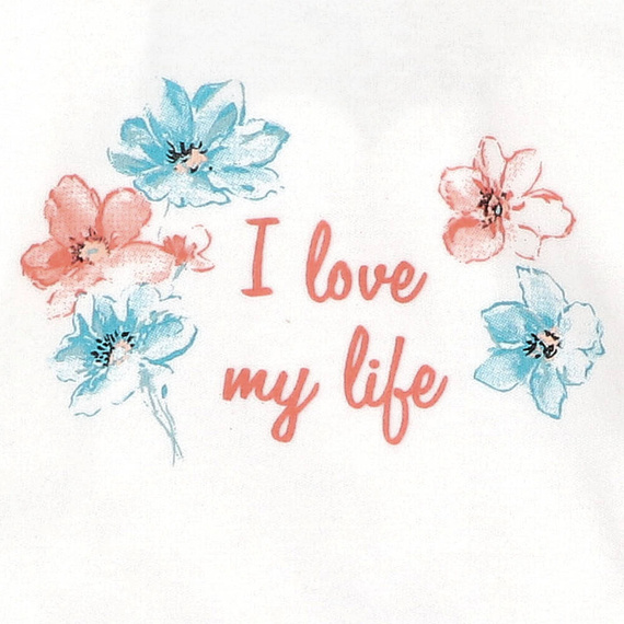 Bluzka z bawełny organicznej Flowers Nini ecru