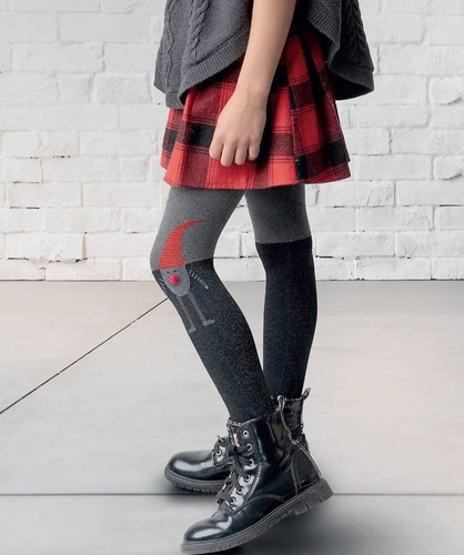 2427 Dopey Rajstopy dziewczęce 50 den Knittex -czarny grafit