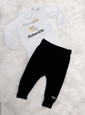 Body z długim rękawem "Mamo i Tato Kocham Was" Bambarillo - biały