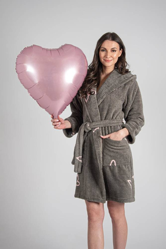 Krótki Szlafrok damski 672 Motyle Forex - szary