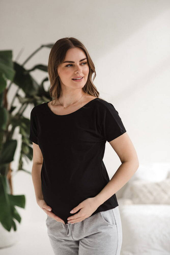 Bluzka ciążowa i do karmienia z krótkim rękawem Two Ways Milk&Love czarny 