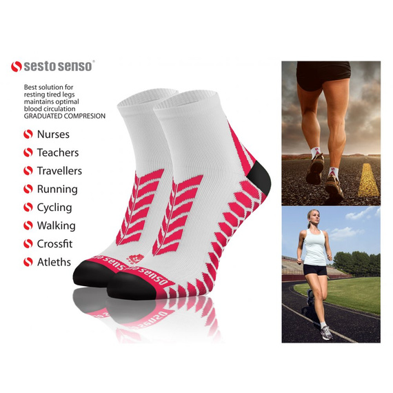 Sport Socks Skarpety sportowe Sesto Senso biały-różowy