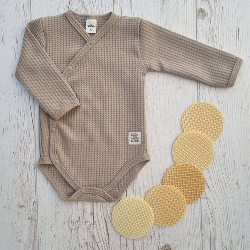 Body baby z długim rękawem  "Natural Waffel" Makoma stone 