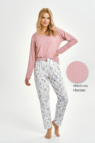 Taro 3456 Caroline piżama damska różowa komplet wiskoza bawełna