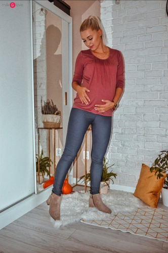 Bluzka ciążowa i do karmienia z rękawem 7/8 Kangaroo Milk&Love rose brown