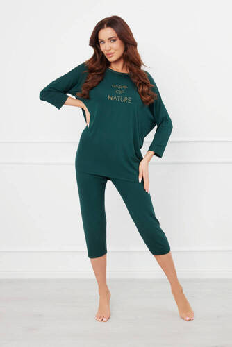 Piżama Damska 3/4 rękaw, 3/4 spodnie Natura Italian Fashion - zielony