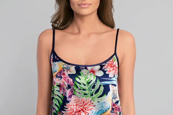 Koszula damska na wąskich ramiączkach Polinezja Italian Fashion - druk kwiaty