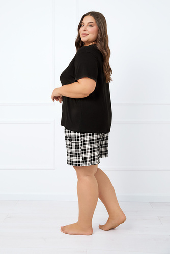 Piżama Damska krótki rękaw, spodenki Klara Italian Fashion - czarny/druk 