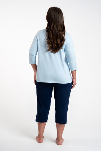 Piżama Damska 3/4 rękaw, 3/4 spodnie Arietta Italian Fashion - niebieski 