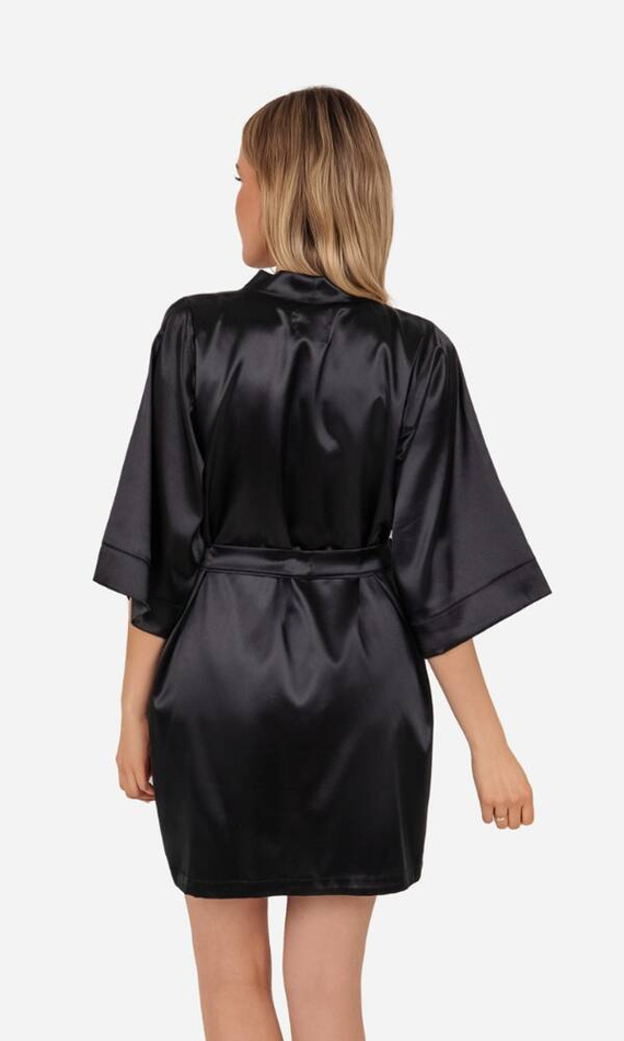 Szlafrok damski satynowy Vesna ByShelly - czarny