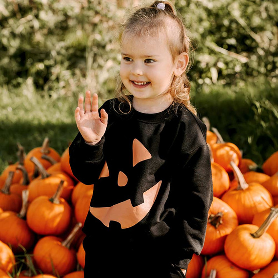 Eevi Dres dziecięcy Halloween czarny – bluza i spodnie, ciepła bawełna