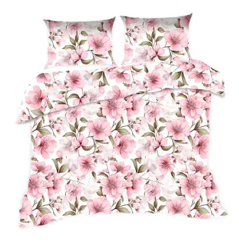 Komplet pościeli bawełnianej Classic E24 Karo 1893N kwiaty pudrowa różowa – 100% bawełna, mocny splot, 2 elementy