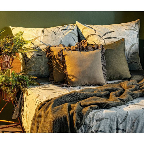 Pościel z bawełny liście Montenegro 6 Eurofirany oliwkowy