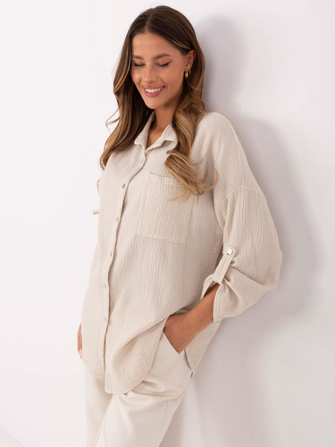 Koszula damska muślinowa MO-KS-9368.98 Paris beżowy