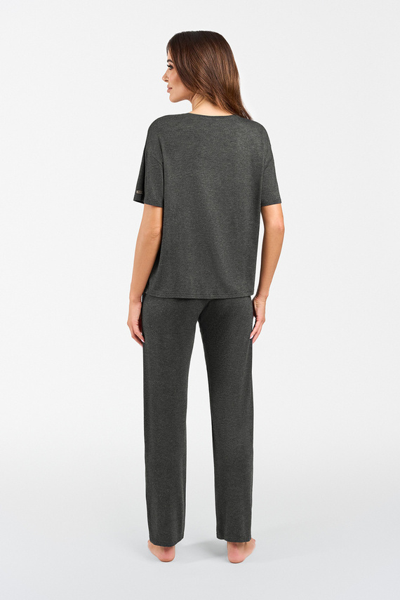 Komplet damski Akord krótki rękaw, długie spodnie Italian Fashion - ciemny melanż