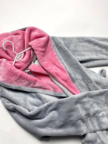 Krótki Szlafrok damski 627 Soraya Forex - jasny szary / róż