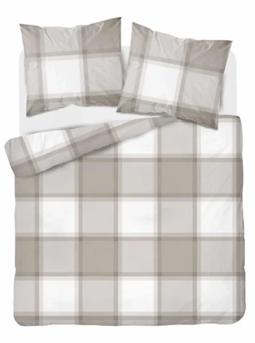 Pościel bawełniana krata 4573 B Detexpol jasny brąz