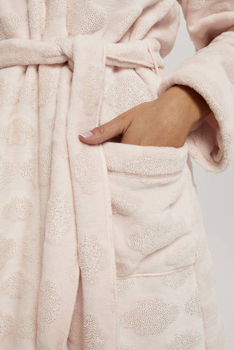 Szlafrok damski z kapturem Drina Italian Fashion - różowy