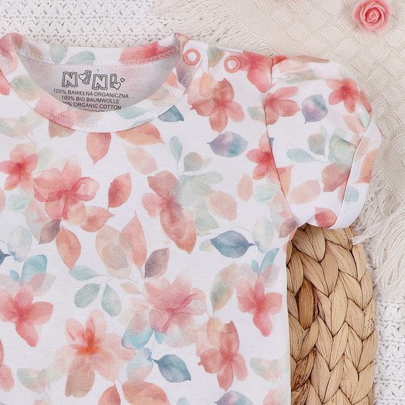 Body dla dziewczynki, krótki rękaw Kolorowe kwiatki Nini druk