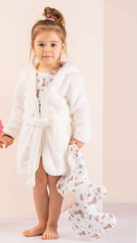 Szlafrok dziecięcy 019 02 "Basic" Nicol - ecru